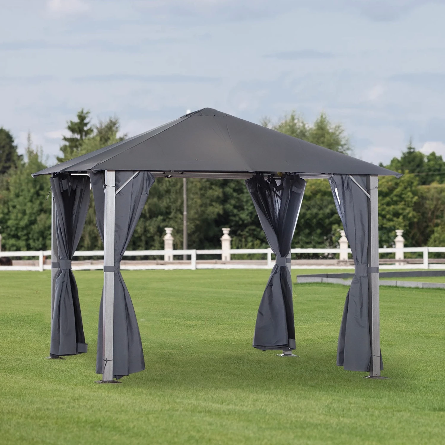 Outsunny Gazebo Grey 2 Outsunny Gazebo Grey - Image 2