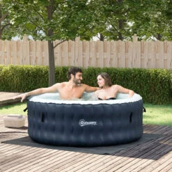Outsunny Inflatable Hot Tub Spa Round With Cover For 4-6 People 195cm - Dark Blue 20 Outsunny Inflatable Hot Tub Spa Round With Cover For 4-6 People 195cm - Dark Blue -OUTSUNNY Store NOY6ff18041c964b9 jpg