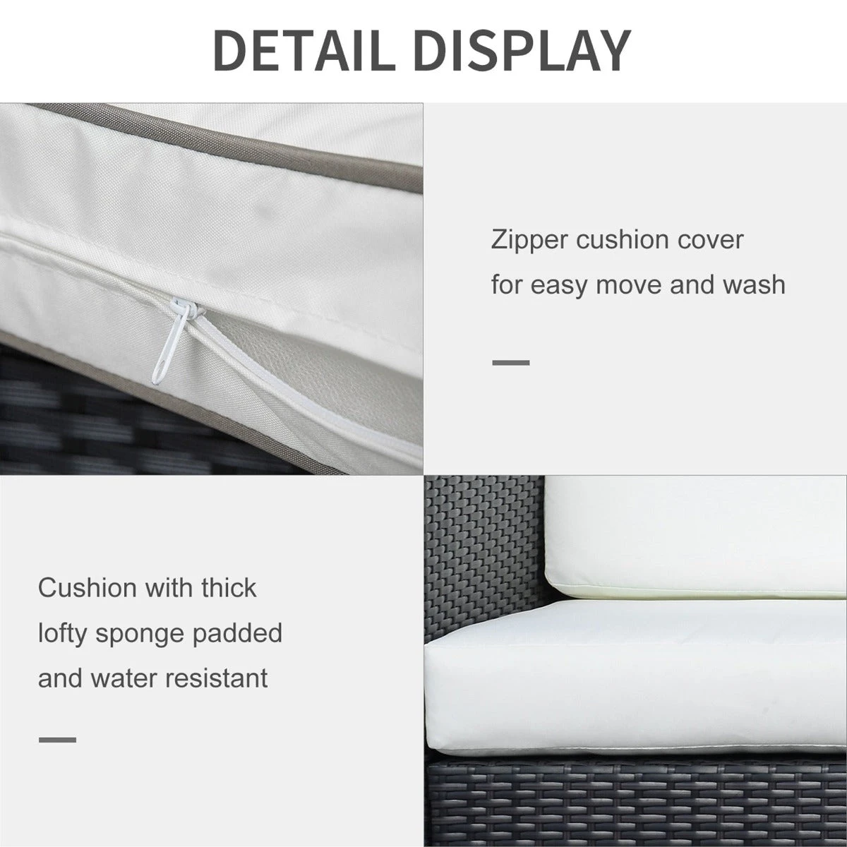 Outsunny-3 Seater Rattan Sofa Water Resistant Cushions - Brown 6 Outsunny-3 Seater Rattan Sofa Water Resistant Cushions - Brown - Image 6