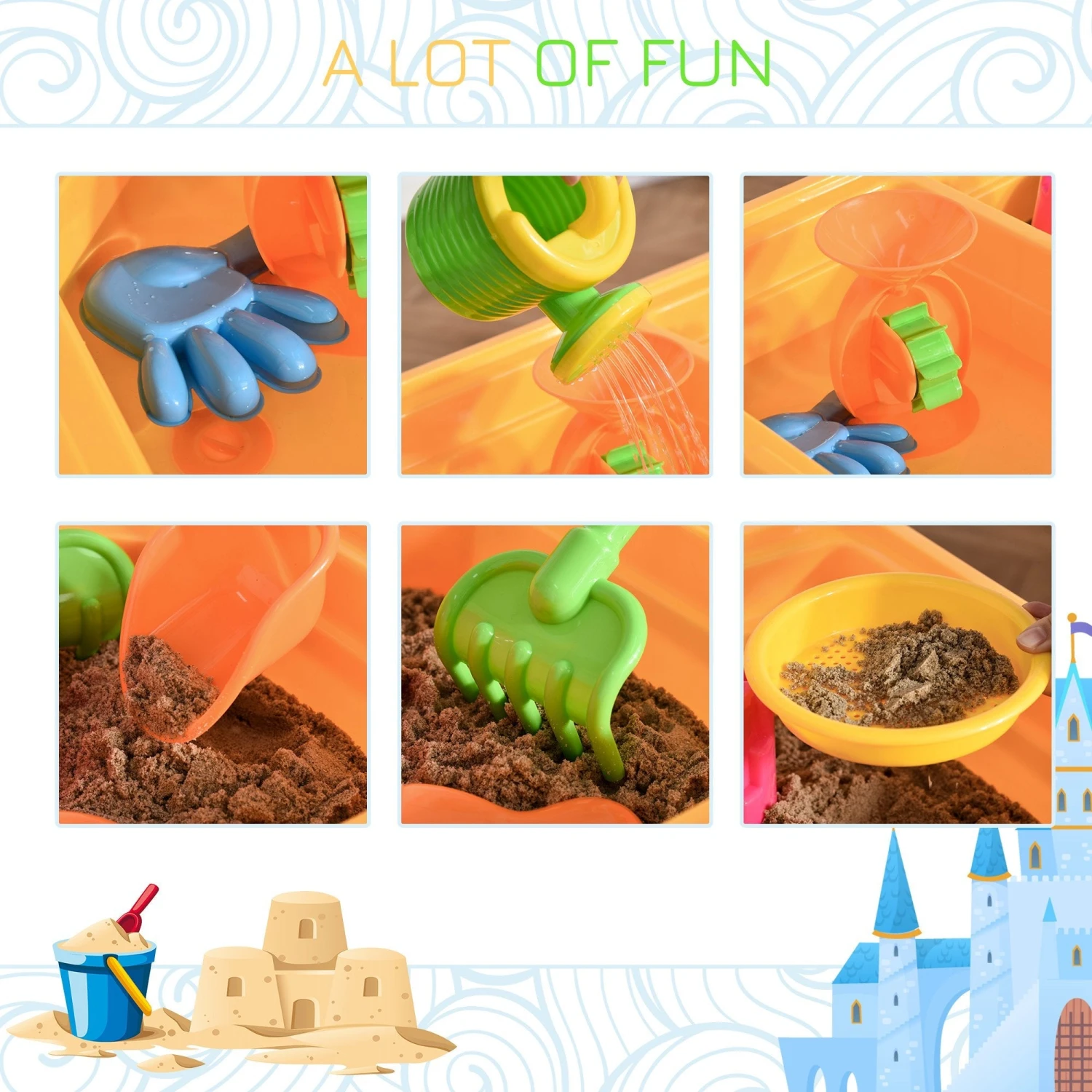 HOMCOM Kids Sand And Water Table Playset 4 HOMCOM Kids Sand And Water Table Playset - Image 4