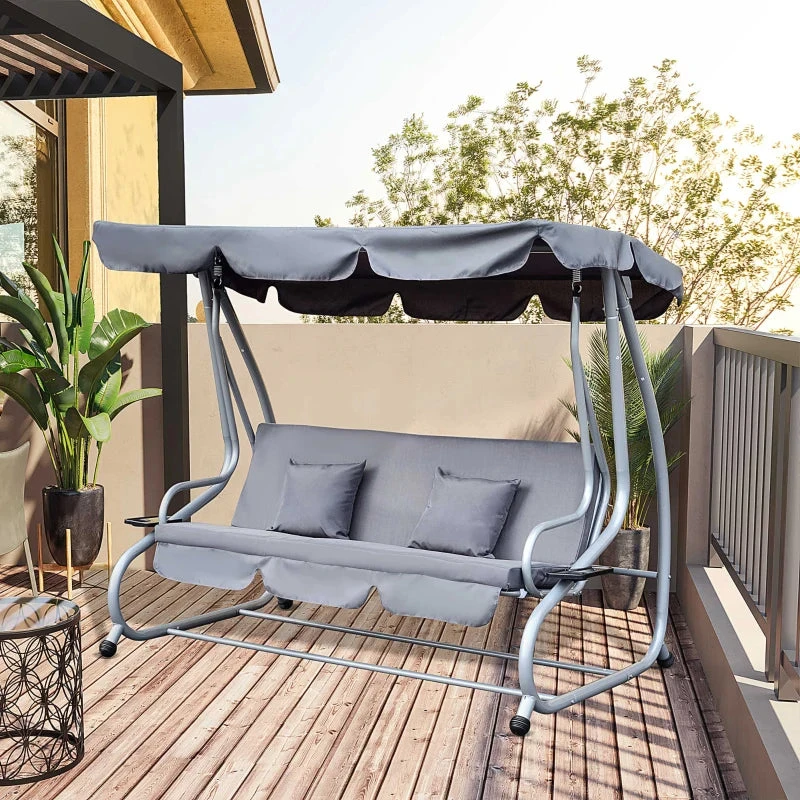 Outsunny Swing Seat 3 Seater - Grey 2 Outsunny Swing Seat 3 Seater - Grey - Image 2