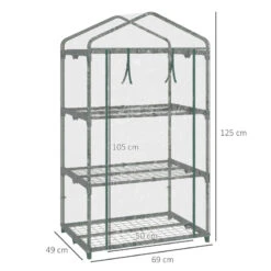 Outsunny Mini Greenhouse 3 Tier 69Lx49Wx125H Cm - Clear -OUTSUNNY Store O0na1217f0101243c jpg