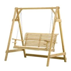 Outsunny 2 Seater Wooden Swing Bench