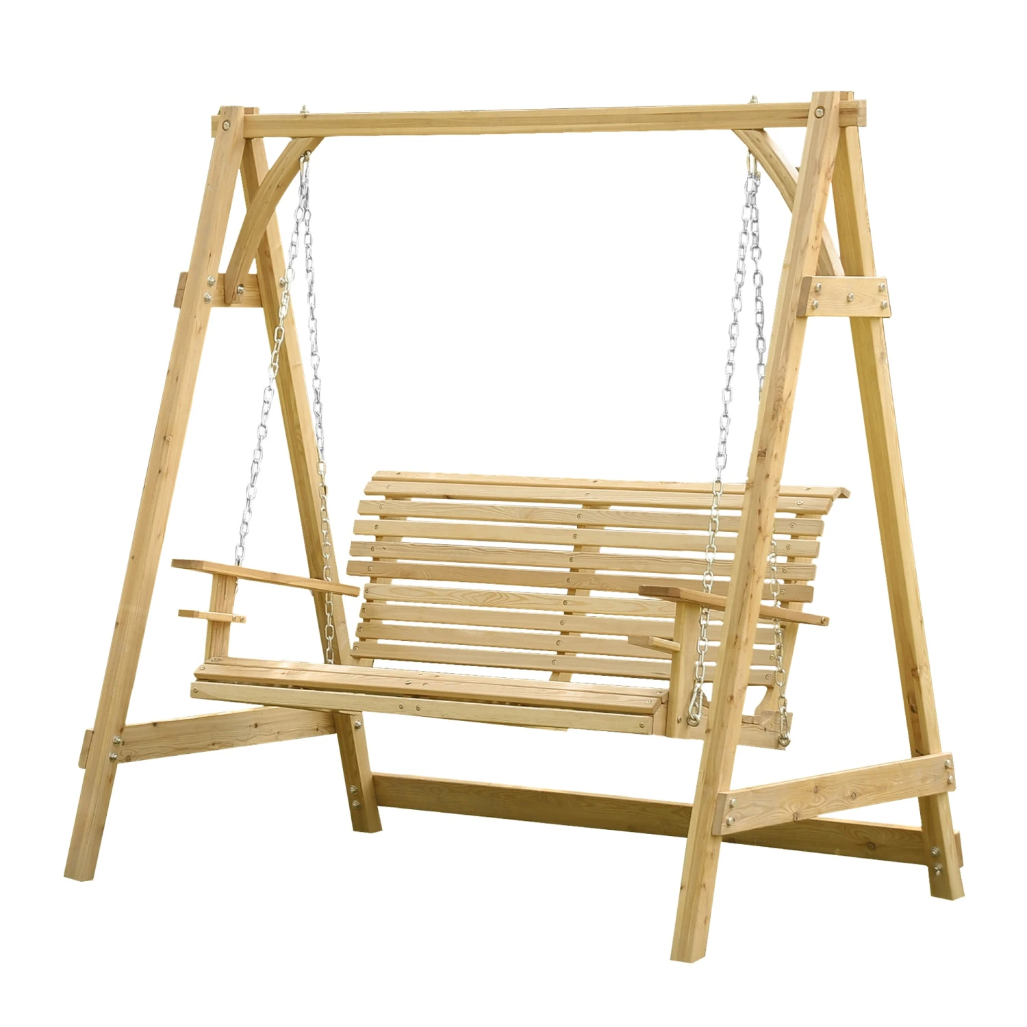 Outsunny 2 Seater Wooden Swing Bench 1 Outsunny 2 Seater Wooden Swing Bench