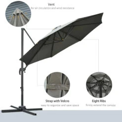 Outsunny Hanging Umbrella 3m - Dark Grey -OUTSUNNY Store OOP5dc17dc4420c53 jpg