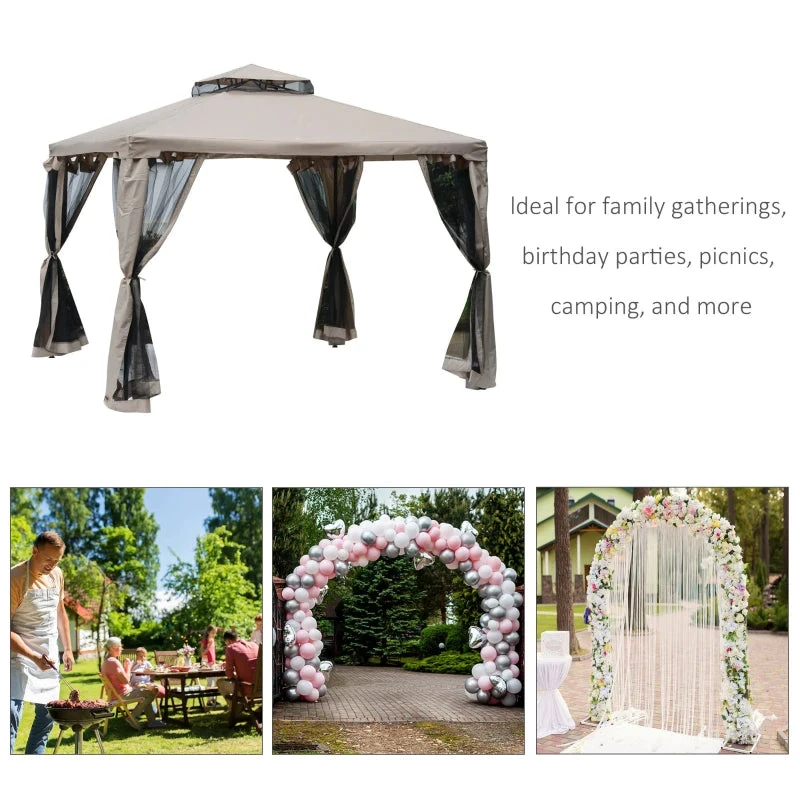 Outsunny Outdoor Gazebo 295L X 295W X 263Hcm-Taupe 4 Outsunny Outdoor Gazebo 295L X 295W X 263Hcm-Taupe - Image 4