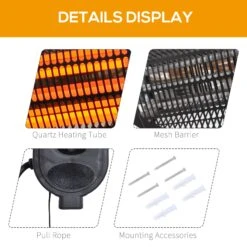 Outsunny Wall Mount Electric Infrared Patio Heater 220V-240V Black 15 Outsunny Wall Mount Electric Infrared Patio Heater 220V-240V Black -OUTSUNNY Store OeX75617edc657c65