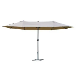 Outsunny Double Sided Umbrella Parasol With Cross Base 4.6 M - Khaki