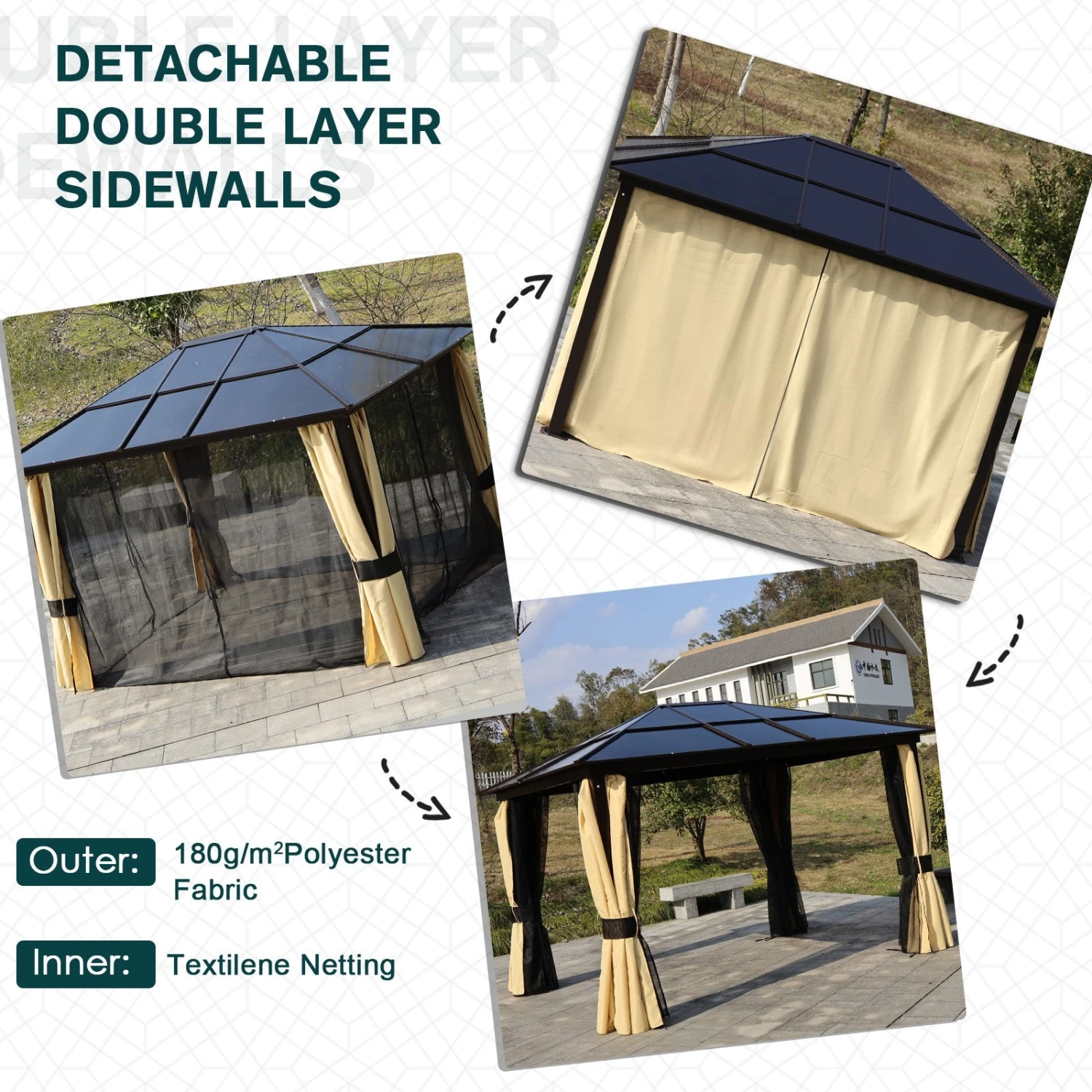 Outsunny 3 X 3.6m Gazebo Brown Black, Brown, Beige 7 Outsunny 3 X 3.6m Gazebo Brown Black, Brown, Beige - Image 7