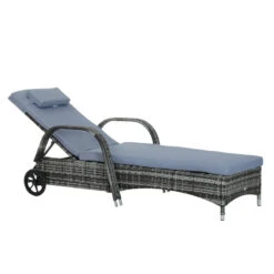 Outsunny Rattan Sun Lounger W/ Cushion - Grey 24 Outsunny Rattan Sun Lounger W/ Cushion - Grey -OUTSUNNY Store OuAdaa18827c53c57 jpg