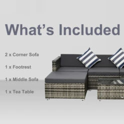 Outsunny Rattan Sofa Set With Chez Lounge And Coffee Table - Grey -OUTSUNNY Store PIu7561863a96da05 jpg