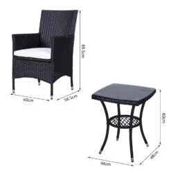 Outsunny-3 Piece Rattan Bistro Set - Black -OUTSUNNY Store PR9a1217eecc2a467
