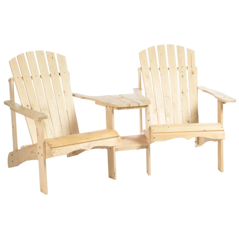 Outsunny Adirondack Chairs - Natural 1 Outsunny Adirondack Chairs - Natural