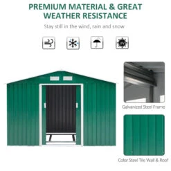 Outsunny Galvanised Metal Garden Shed 9ft X 6ft - Green -OUTSUNNY Store PuWa09188d3a6e87c jpg