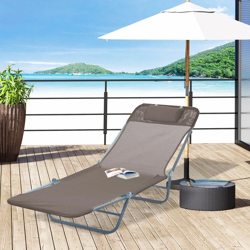 Outsunny Adjustable Sun Bed Lounger - Coffee Brown 7 Outsunny Adjustable Sun Bed Lounger - Coffee Brown - Image 7