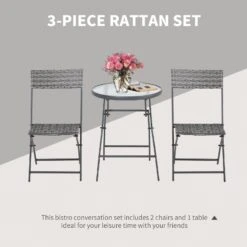 Outsunny Rattan Bistro Set - Grey 12 Outsunny Rattan Bistro Set - Grey -OUTSUNNY Store PyAa0917eecc2a4ff