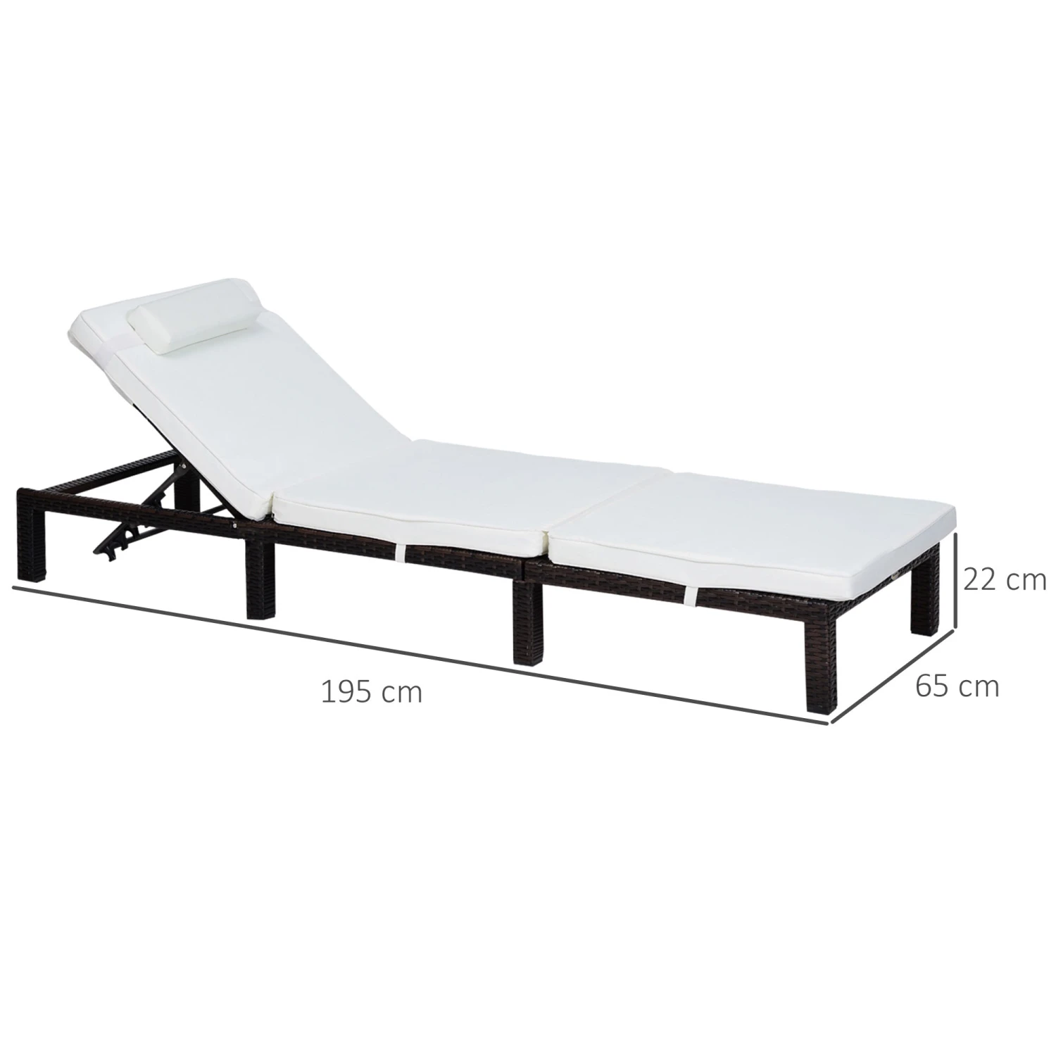 Outsunny Single Lounge Chair - Brown & Cream 3 Outsunny Single Lounge Chair - Brown & Cream - Image 3