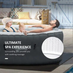 Outsunny Inflatable Hot Tub Spa Square For 4-6 People 180cm - Grey -OUTSUNNY Store QRu88c18041c963e0 jpg