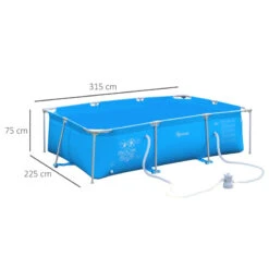 Outsunny Swimming Pool With Steel Frame & Filter 315L X 225W X 75H Cm - Blue -OUTSUNNY Store Qmy9a417dc28a9dd5 jpg