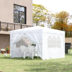 Outsunny Gazebo 2.95 M X 2.95 M - White -OUTSUNNY Store QuG6ff185156050d4 jpg