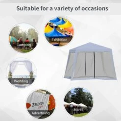 Outsunny 3 X 3 Meter Outdoor Gazebo Garden Canopy Tent Sun Shade Event Shelter With Mesh Screen Side Walls, Grey -OUTSUNNY Store QwZ5ab17dc2415e89 ba8a1d9d 0b7d 4235 9d82 2498da24f068