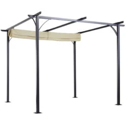 Outsunny Outdoor Metal Pergola With Retractable Awning Canopy 3x3m - Beige 21 Outsunny Outdoor Metal Pergola With Retractable Awning Canopy 3x3m - Beige -OUTSUNNY Store RLEdaa18379073ae7 jpg