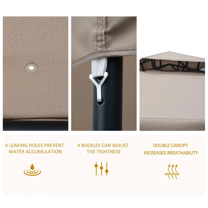 Outsunny Outdoor Gazebo 295L X 295W X 263Hcm-Taupe 5 Outsunny Outdoor Gazebo 295L X 295W X 263Hcm-Taupe - Image 5