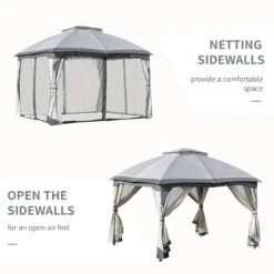 Outsunny 3.7 X 3(m) Metal Gazebo Grey -OUTSUNNY Store RTyd4817dc5300fe0 be6a3aa4 7ec8 4ca7 83e2 9ead3f834de8