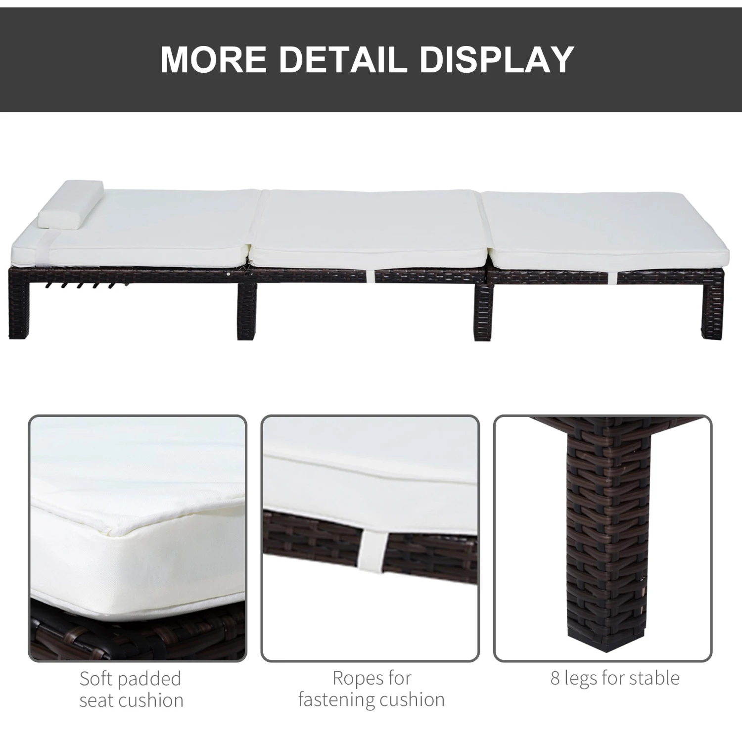 Outsunny Single Lounge Chair - Brown & Cream 6 Outsunny Single Lounge Chair - Brown & Cream - Image 6