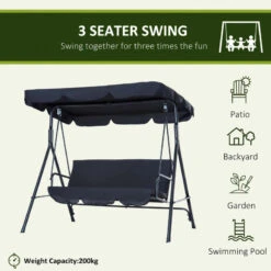 Outsunny Swing Chair 3 Seater - Black -OUTSUNNY Store RXE7561876a47abab jpg