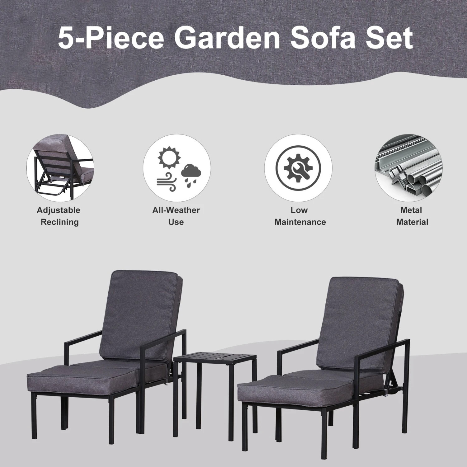 Outsunny Lounge Chair Set - 4 Outsunny Lounge Chair Set - - Image 4