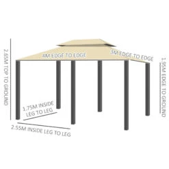 Outsunny Metal Gazebo 4m X 3(m) Beige -OUTSUNNY Store RmCa121837907463f jpg