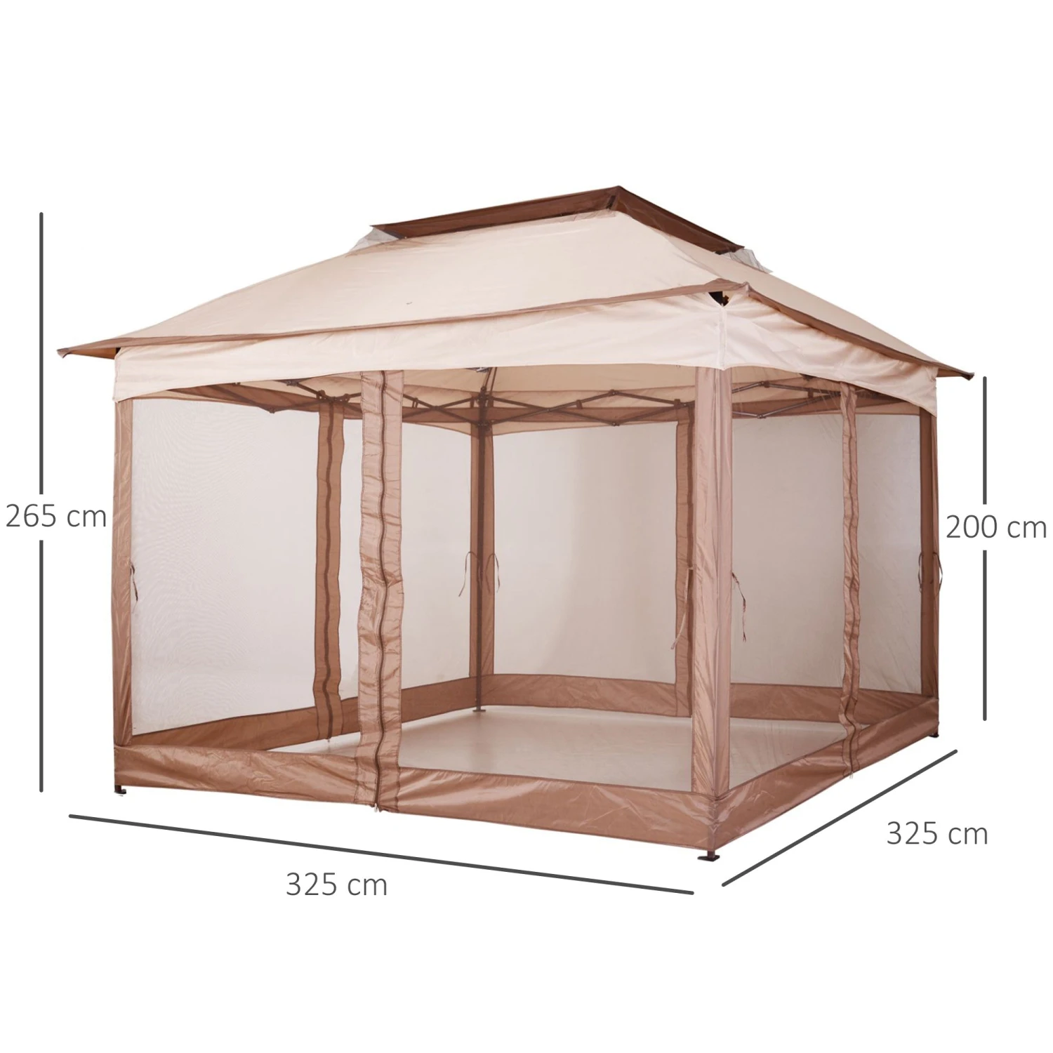 Outsunny 3 X 3(m) Pop Up Gazebo With Netting And Carry Bag, Party Tent Event Shelter For Garden, Patio - Khaki 3 Outsunny 3 X 3(m) Pop Up Gazebo With Netting And Carry Bag, Party Tent Event Shelter For Garden, Patio - Khaki - Image 3