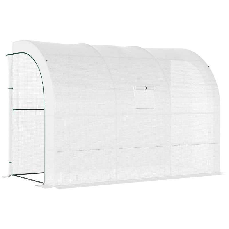 Outsunny Lean To Greenhouse 300 X 150 X 213 Cm - White 1 Outsunny Lean To Greenhouse 300 X 150 X 213 Cm - White