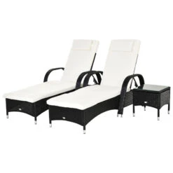 Outsunny Rattan Lounge Set With Side Table - Black -OUTSUNNY Store SHcdaa17eecc29e65 jpg