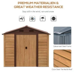 Outsunny Outdooor Storage Shed Wooden Effect Galvanised Steel 7.7ft X 6.4ft -OUTSUNNY Store SJc88c18450e7e86f jpg