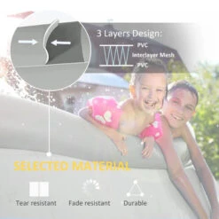 Outsunny Swimming Paddling Pool Round 274cm X 76cm - Grey -OUTSUNNY Store SXHa0918035393b32 jpg