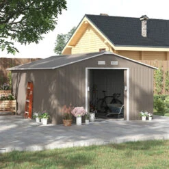 Outsunny Metal Shed 13 X 11ft - Light Grey 20 Outsunny Metal Shed 13 X 11ft - Light Grey -OUTSUNNY Store SXx6ff18573b67a6d jpg