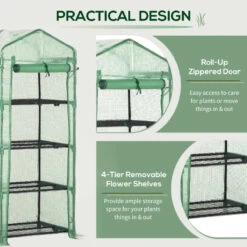 Outsunny Mini Greenhouse With 4 Tier 70 X 50 X 160 Cm - Green -OUTSUNNY Store SZdb1018164f607fd jpg
