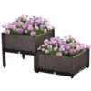 Outsunny 2-Piece Raised Garden Bed Planter Box Brown