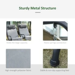 Outsunny Canopy Swing 2 Separate Relax Chairs W/ Handrails And Removable Canopy Grey -OUTSUNNY Store SfO6b317dc265fa29