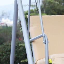 Outsunny Steel Garden Love Seat Swing Chair - Beige -OUTSUNNY Store Smo01917dc253bf57 jpg