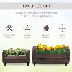 Outsunny 2PCs Wooden Flower Plant Pot -OUTSUNNY Store T0Sa0917ee2cf0709 e0be01e2 2d9e 48b9 b769 2734421a3283