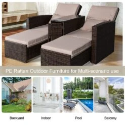 Outsunny Rattan Double Lounge - Brown -OUTSUNNY Store T2gb1017eecc29783