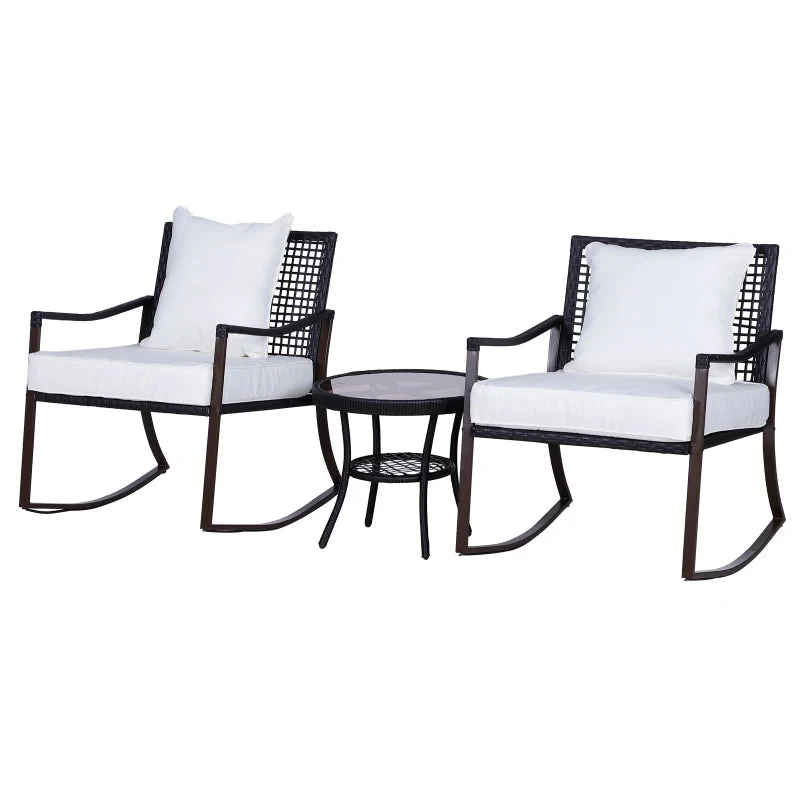 Outsunny-Rattan Rocking Chair Set 1 Outsunny-Rattan Rocking Chair Set