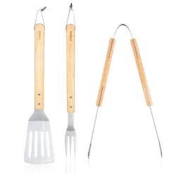 Tower 4 Piece BBQ Tools Set - Wood Storage Box -OUTSUNNY Store T932005 05