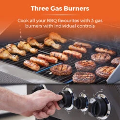 Tower Stealth 3000 Three Burner BBQ W/ Side Burner - Black -OUTSUNNY Store T978501 03