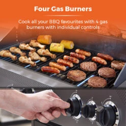 Tower Stealth 4000 Four Burner BBQ W/ Side Burner - Black 19 Tower Stealth 4000 Four Burner BBQ W/ Side Burner - Black -OUTSUNNY Store T978502 03