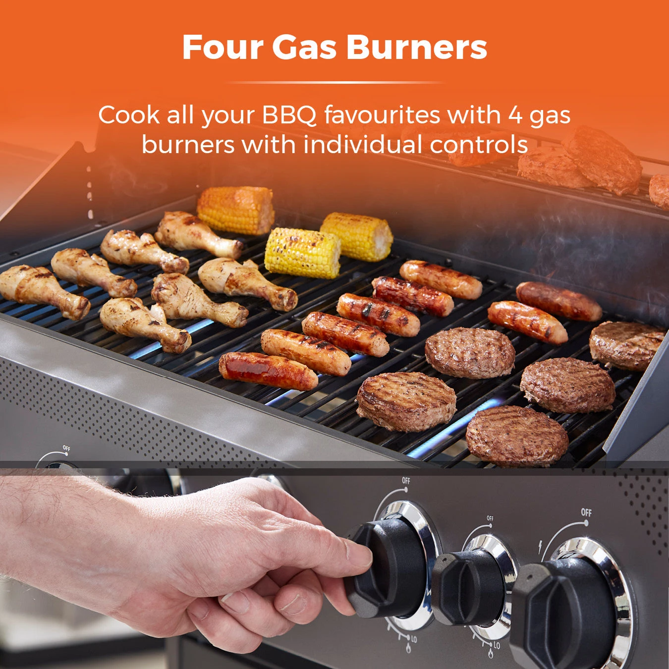 Tower Stealth 4000 Four Burner BBQ W/ Side Burner - Black 4 Tower Stealth 4000 Four Burner BBQ W/ Side Burner - Black - Image 4