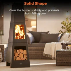 Tower Obelisk Wood Burner - Black -OUTSUNNY Store T978509 05